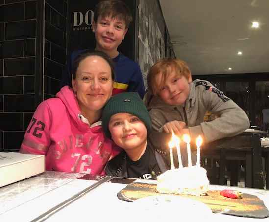 Sally Bundock with her all three kids.